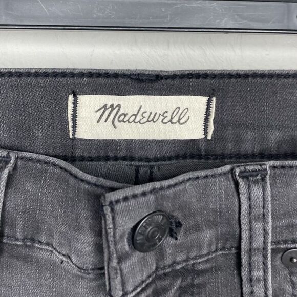 MADEWELL Skinny Jeans Womens Petite 27P Black Mid-Rise Stretch Rip Knee H3149 - Picture 7 of 10